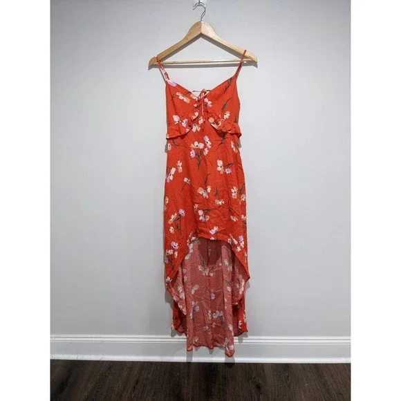 Jack by BB Dakota Fiesta Red Floral High Low Dress Size 0 - Picture 2 of 6